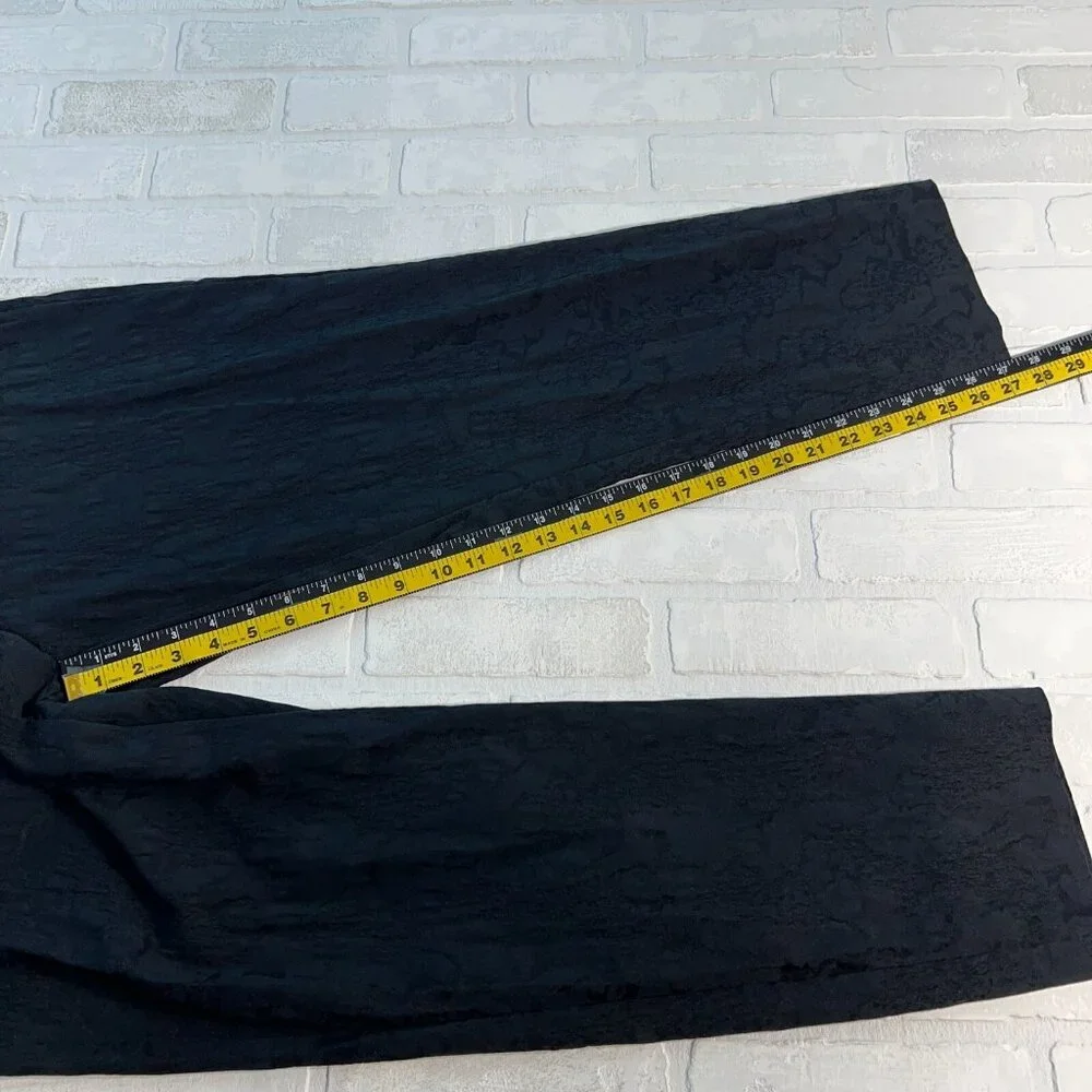 Eileen Fisher Pants Womens Large Black‎ Textured Stretch Ankle Side Zip Cotton L